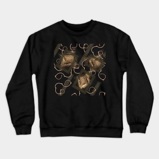 Snake, crocodile skin texture with gold frames and ropes Crewneck Sweatshirt